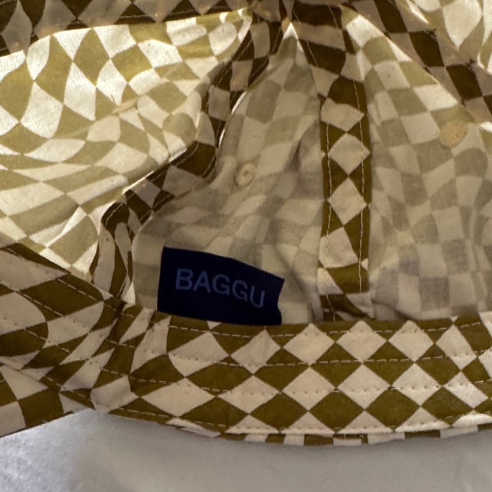 BAGGU Distorted Checkerboard Cap - Olive & White - Picture 2 of 3